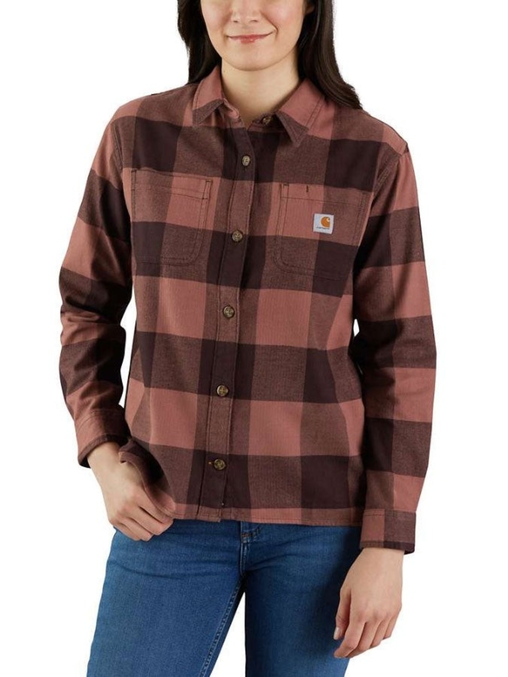 🆕️ Carhartt Women's Pink Plaid Flannel Long Sleeved Shirt